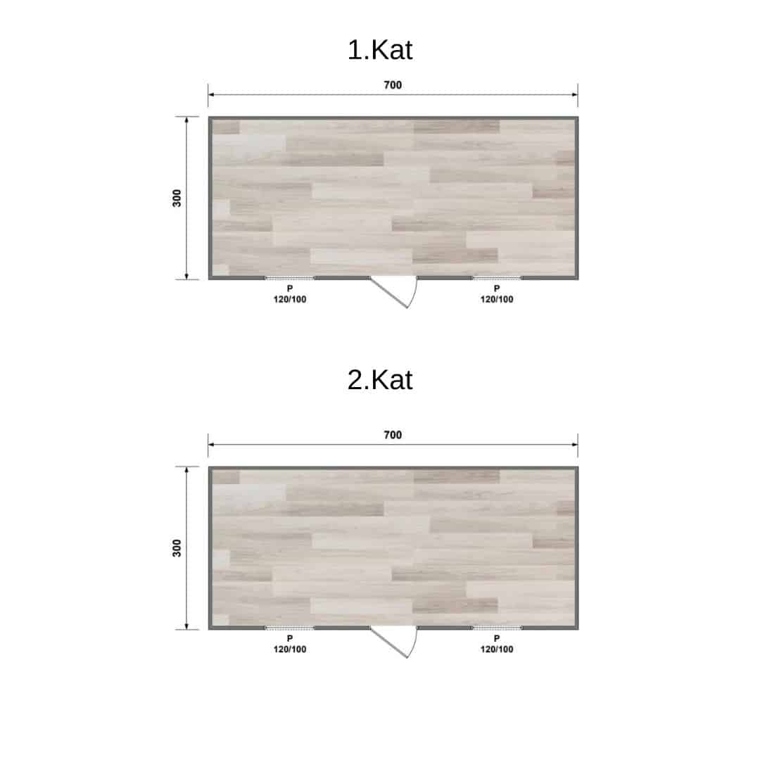 iki katlı şantiye konteyner iç planı