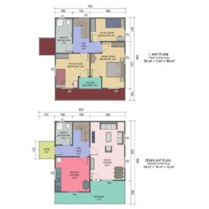 Çift Katlı Prefabrik Ev (114m²)